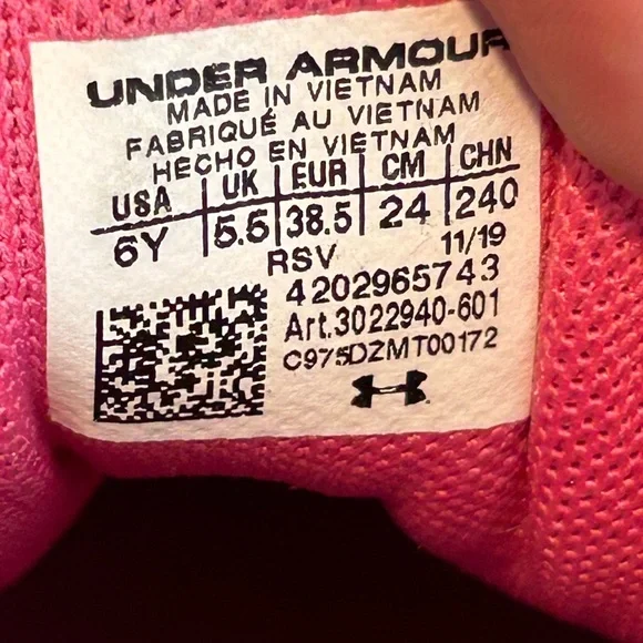 Under Armour Girls GS Charged Impulse Sneaker Pink Rose Youth 6Y (3022940) - Picture 9 of 9